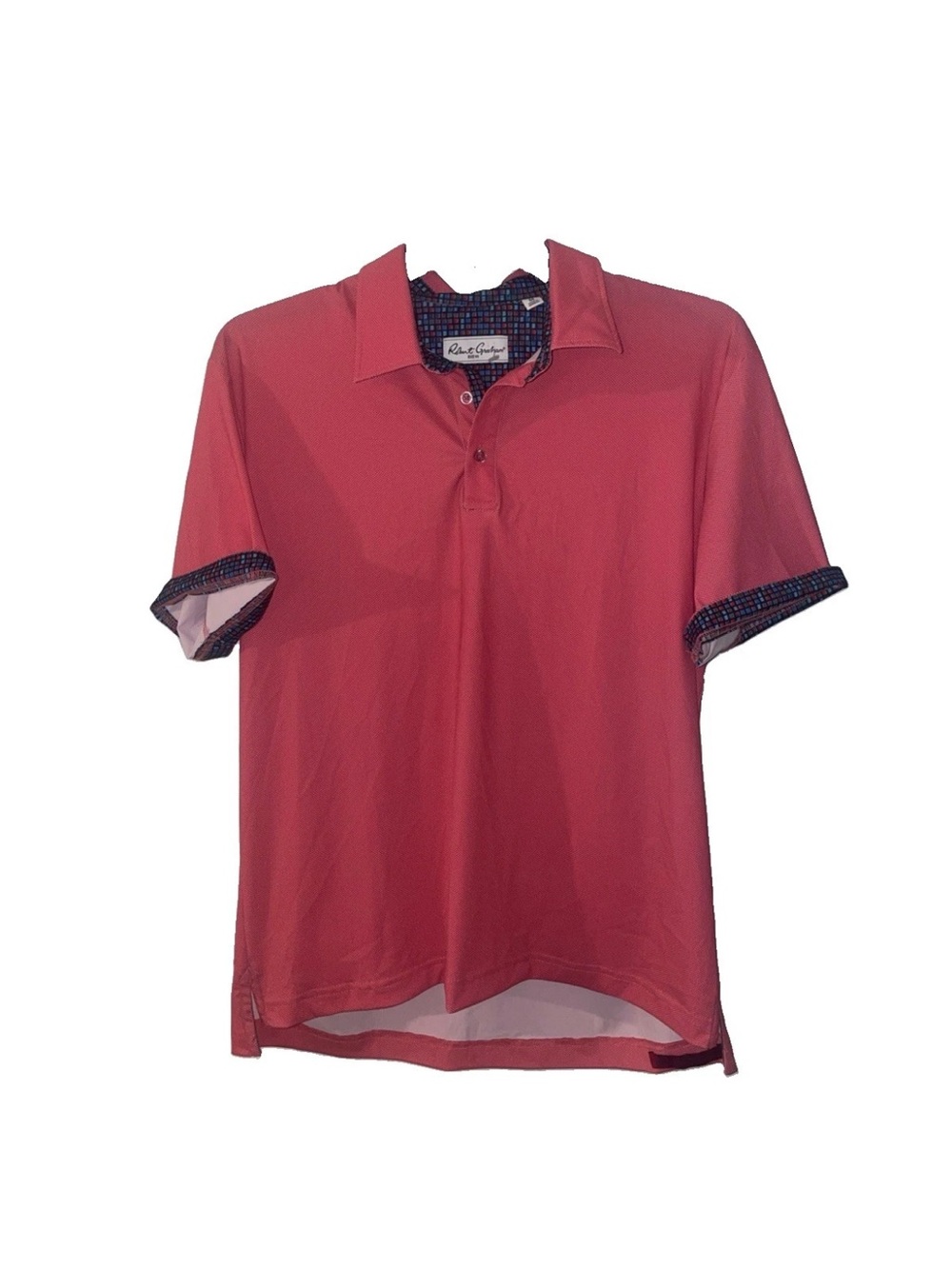 Robert Graham pink orange poly soandex polo medium
